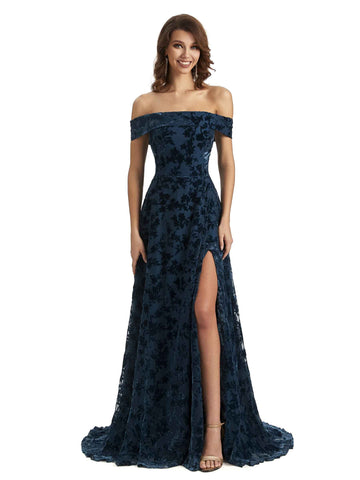 Henkle Off The Shoulder Floral Velvet Dress