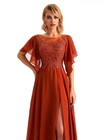 Long Chiffon Dress-Orange