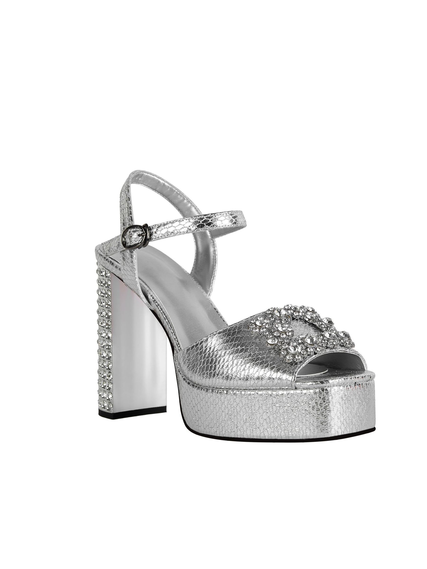 Platform Rhinestones Satin Sandals