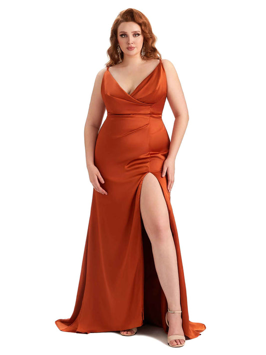 Bristol Plus Size Spaghetti Straps Satin Dress