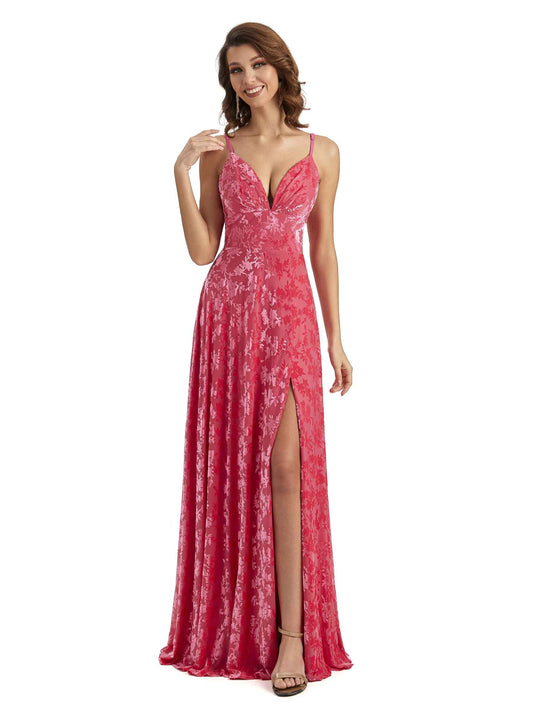 Hembree Long Floral Velvet Dress