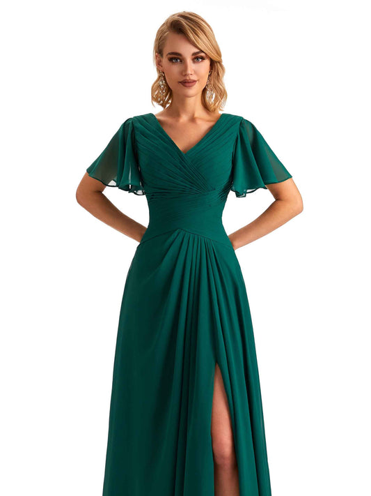 Pleats Chiffon Dress-Black