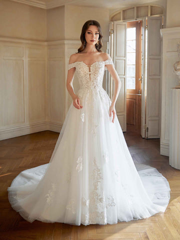 Harlow Off The Shoulder Lace Wedding Dresses
