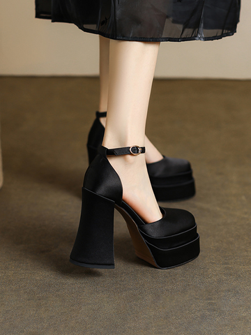 Platform High Heel Satin Shoes