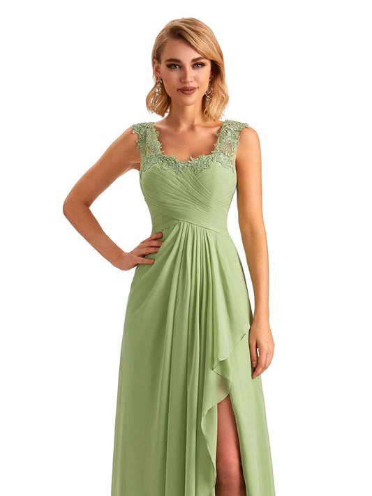 Applique Chiffon Dress-Ivory