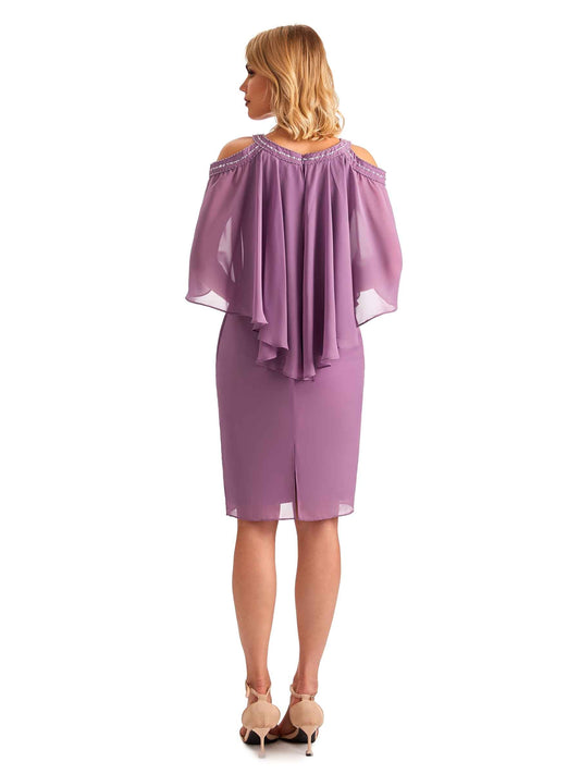 Bat Sleeves Chiffon Dress-Papaya