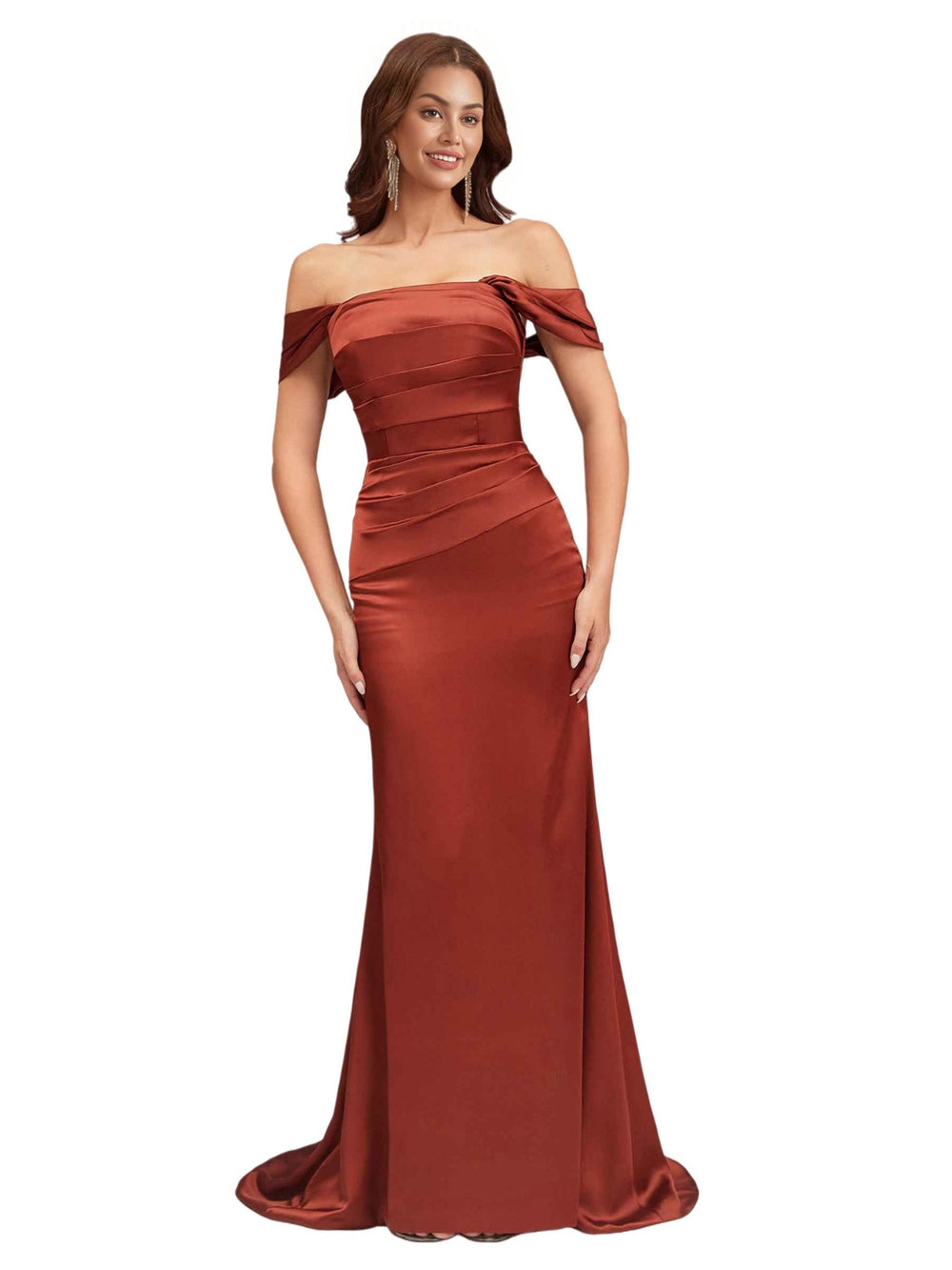 Cressy Off The Shoulder Ruched Satin Dress