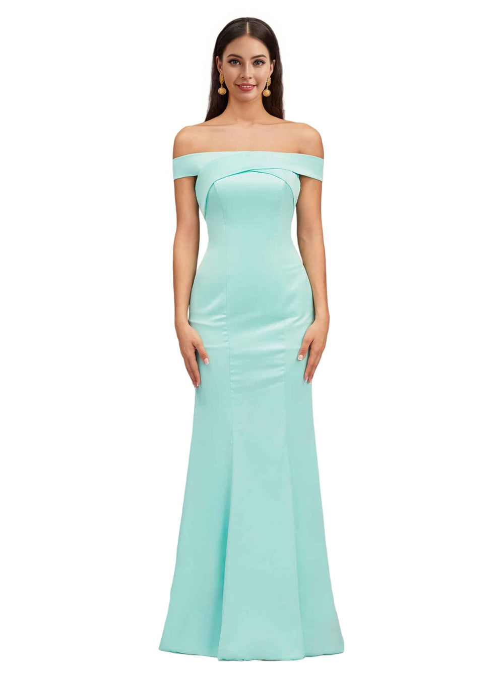 Lyrisse Off The Shoulder Floor-Length Satin Dress