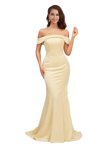 Myrabel Off The Shoulder Long Satin Dress