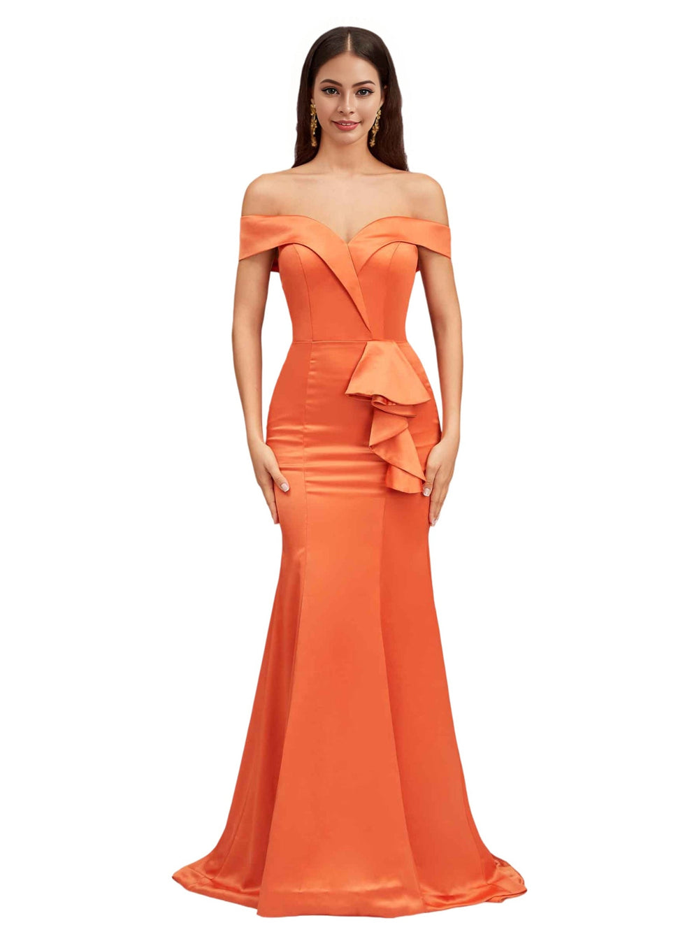 Funke Off The Shoulder Bow Satin Dress