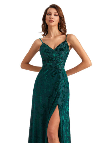 Mermaid Floral Velvet Dress-Taupe