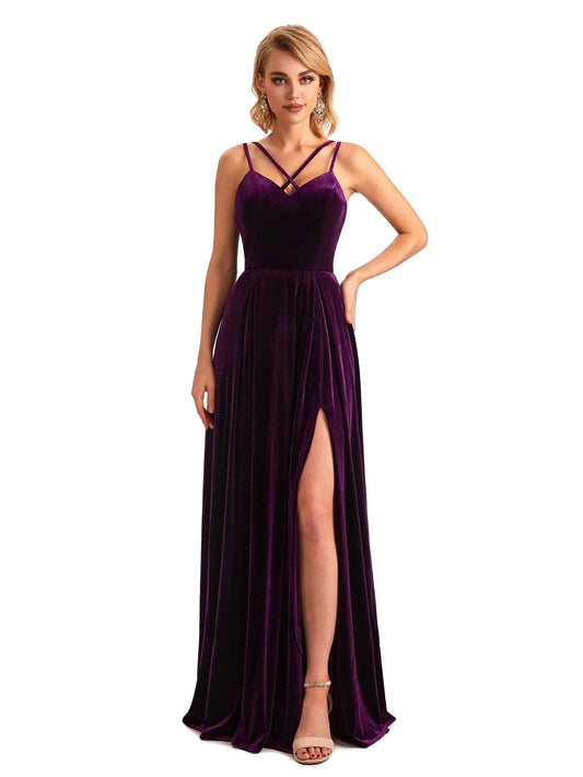 Doffiya Side Slit Velvet Dress