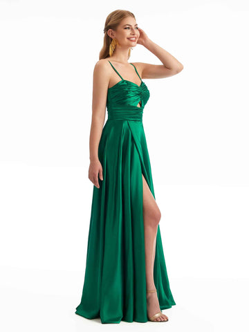 Spring Spaghetti Straps Satin Dress