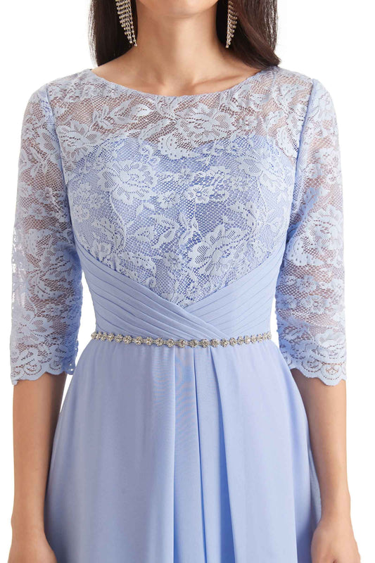 Long Chiffon Dress-Champagne