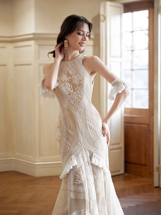 Colin Halter Neck Lace Wedding Dresses