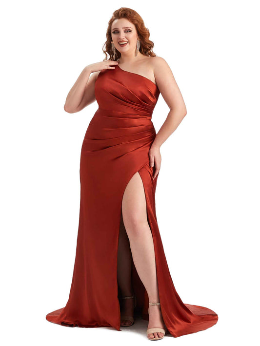 Lsvin Plus Size Side Slit Satin Dress