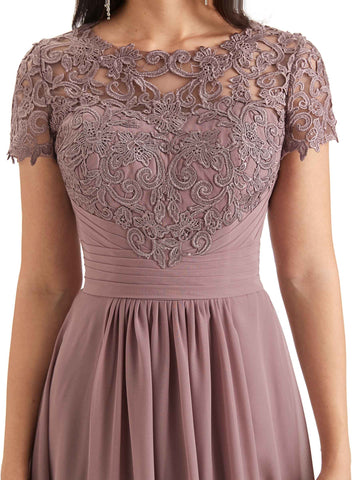 A-line Chiffon Dress-Blush