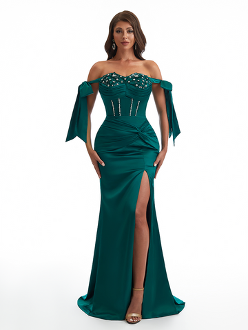 Fthel Off The Shoulder Beaded Lace Dress