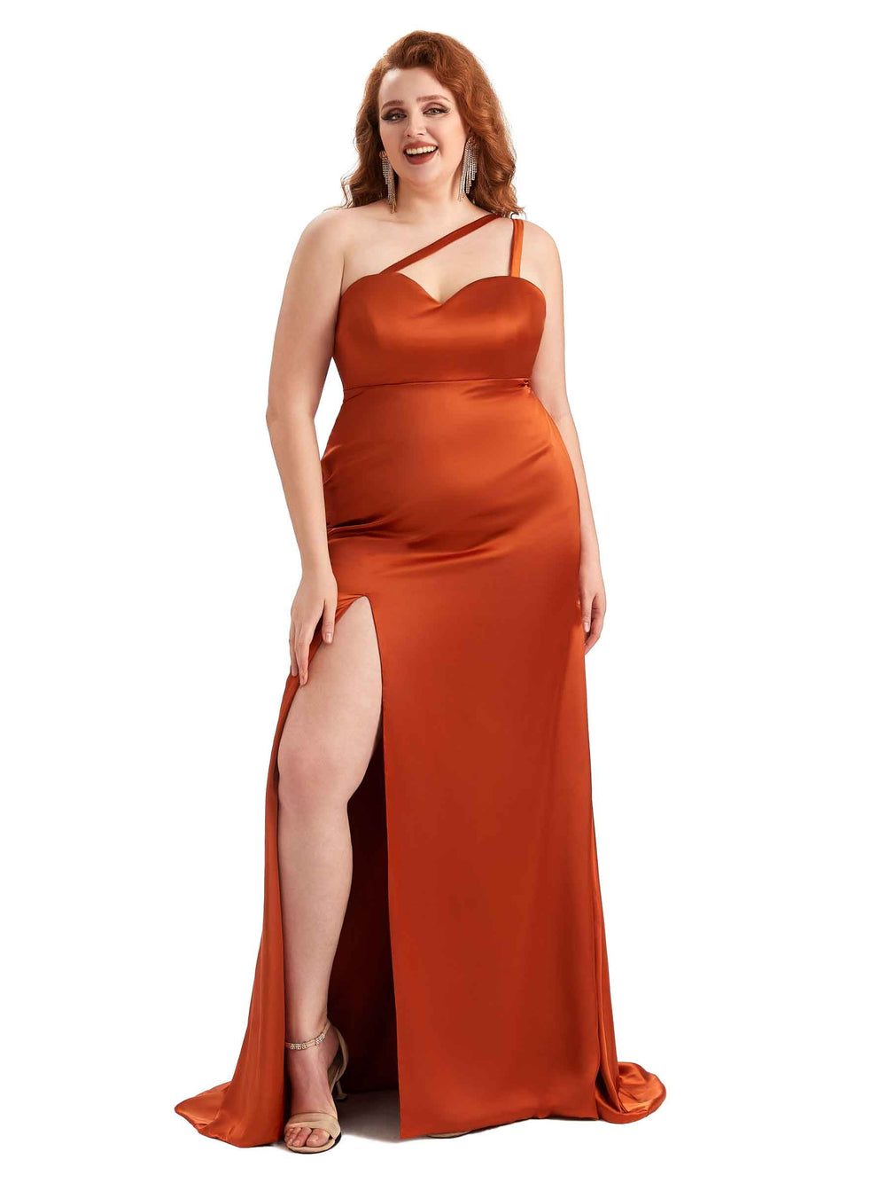 Rosemarie Plus Size Side Slit Satin Dress