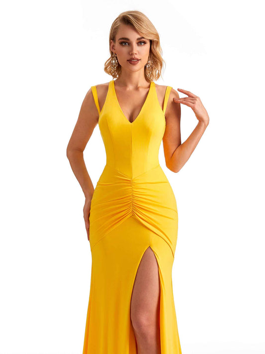 Canny V-neck Jersey Dress-Grey