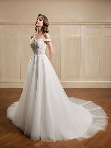 Celina Off The Shoulder Lace Wedding Dresses
