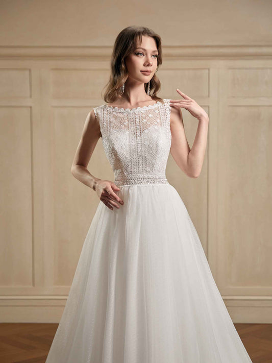Cecelia Bateau Neckline Lace Wedding Dresses