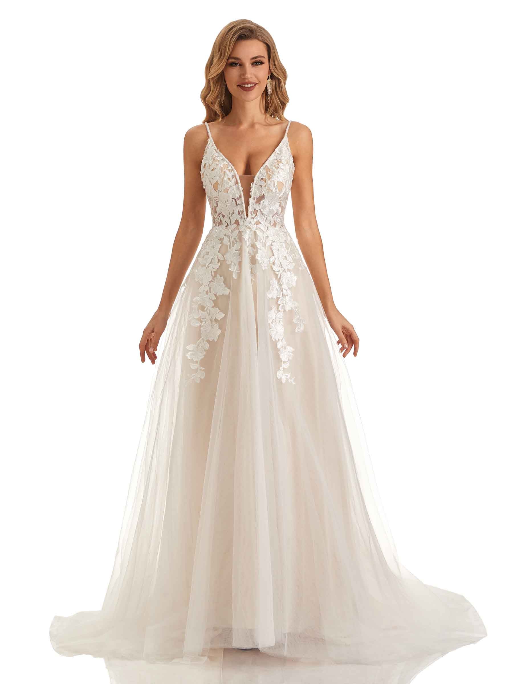 Thea Spaghetti Straps Lace Wedding Dresses