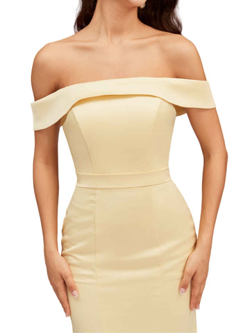 Off The Shoulder Long Satin Dress