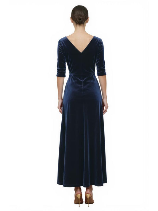 A-Line Ankle-Length Velvet Dress