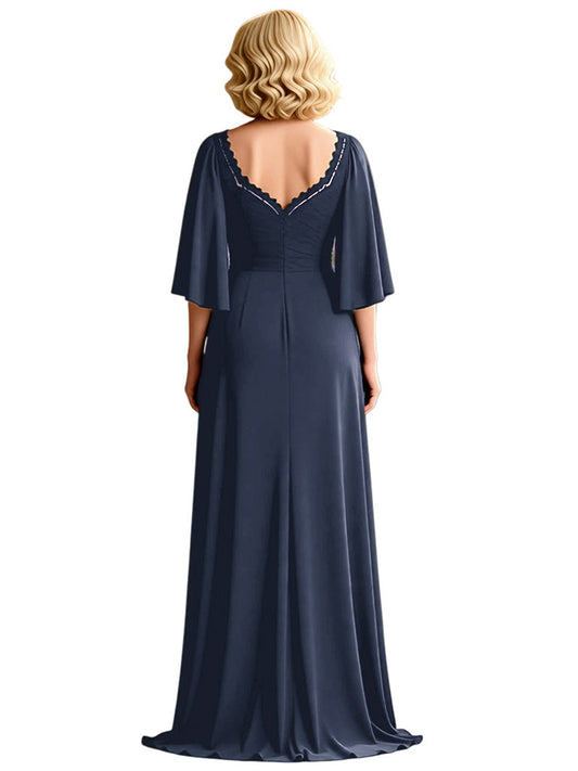 Sweetheart Bell Sleeves Chiffon Dress