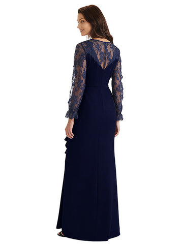 Mermaid Long Sleeves Crepe Dress