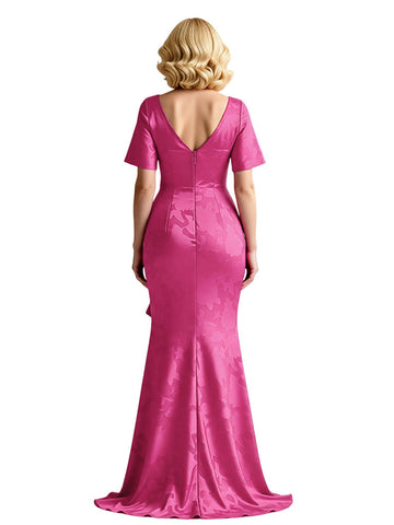 Short Sleeves Mermaid Chiffon Dress