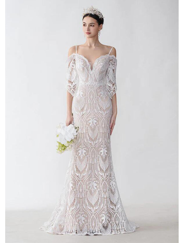 Deborah Cold Shoulder Lace Wedding Dresses