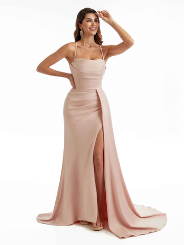 Gaskell Black Tie Spaghetti Straps Satin Dress