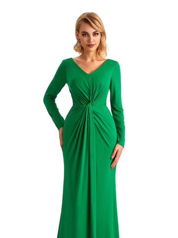 Long Sleeves Pleats Jersey Dress