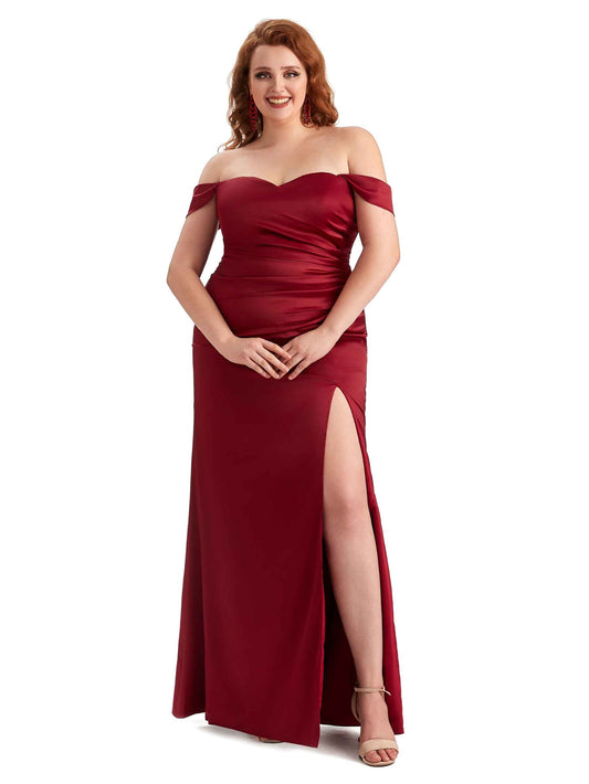 Xiomarie Plus Size Off The Shoulder Satin Dress