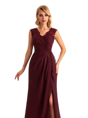 A-line Chiffon Dress-Burnt Orange