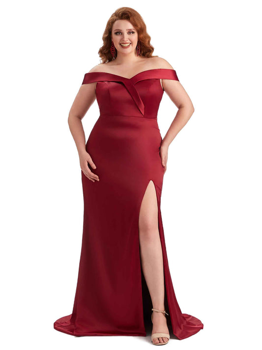 Xara Plus Size Side Slit Satin Dress