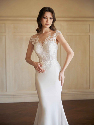 Lruna Cap Sleeves Lace Wedding Dresses