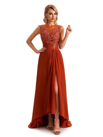 Cristal Side Slit Chiffon Dress