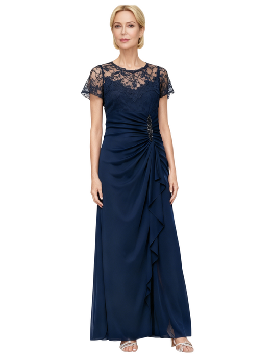 Fliehs Boho Short Sleeves A-line Chiffon Dress