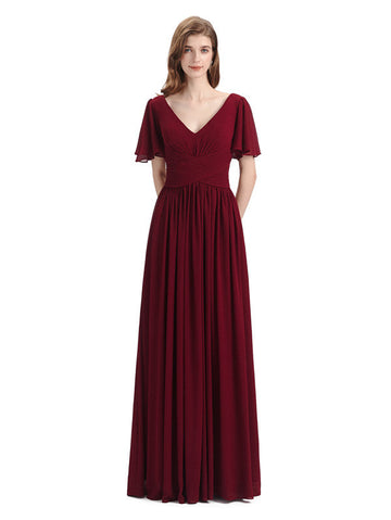 Aimee Short Sleeves Floor-Length Chiffon Dress