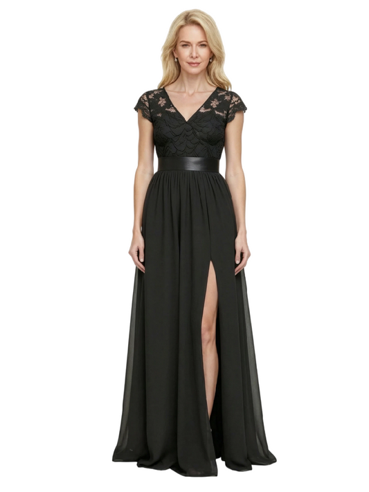 Gehman V-Neck A-line Chiffon Dress