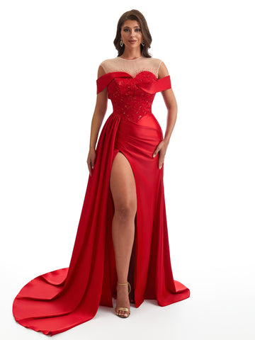 Fersontt Illusion Satin Dress