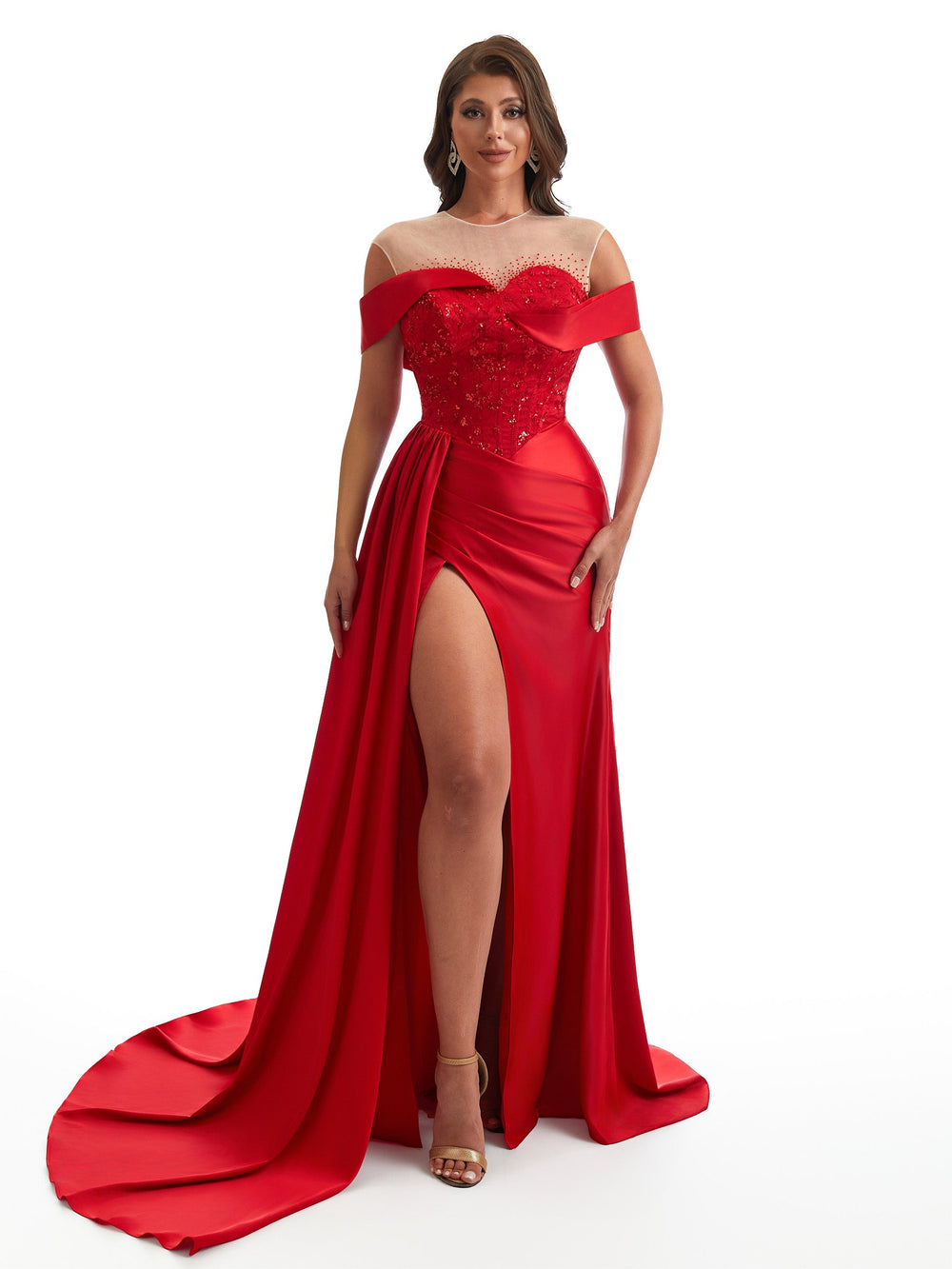 Fersontt Illusion Satin Dress