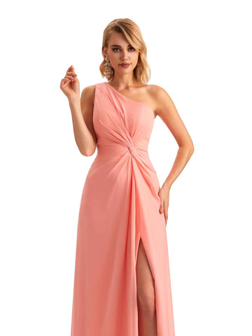 One Shoulder Chiffon Dress-Stormy