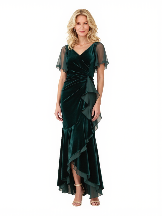 Lianorae Mermaid Ankle-Length Velvet Dress