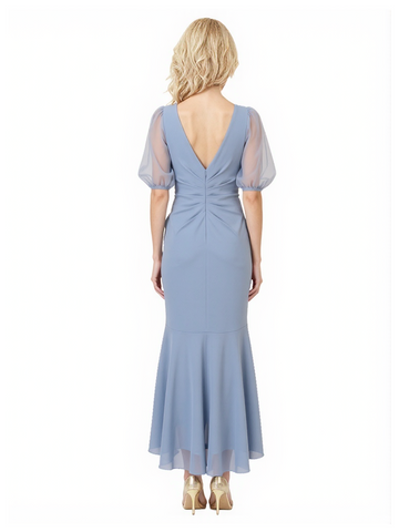 V-Neck Ruffle Chiffon Dress
