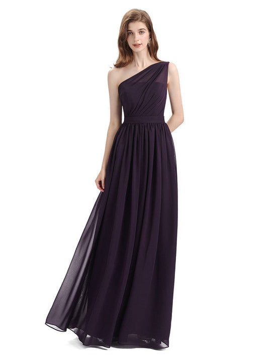 One Shoulder Chiffon Dress