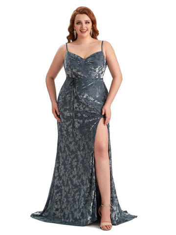Plus Size Mermaid Winter Velvet Bridesmaid Gowns - VowSatin